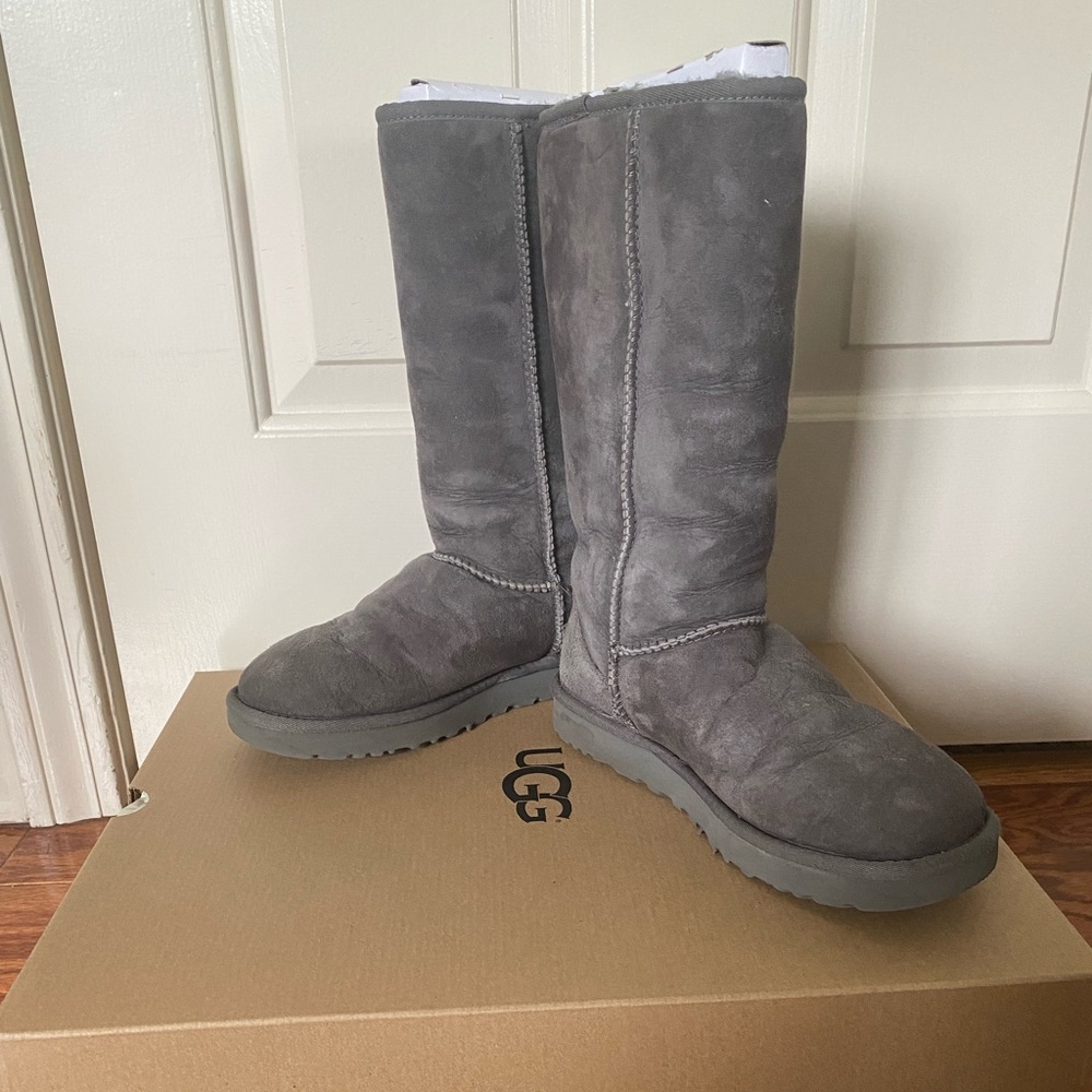 Grey Tall Ugg Boots with Box Size 7